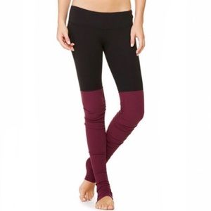Alo Black/Maroon Colorblock Goddess Leggings SM